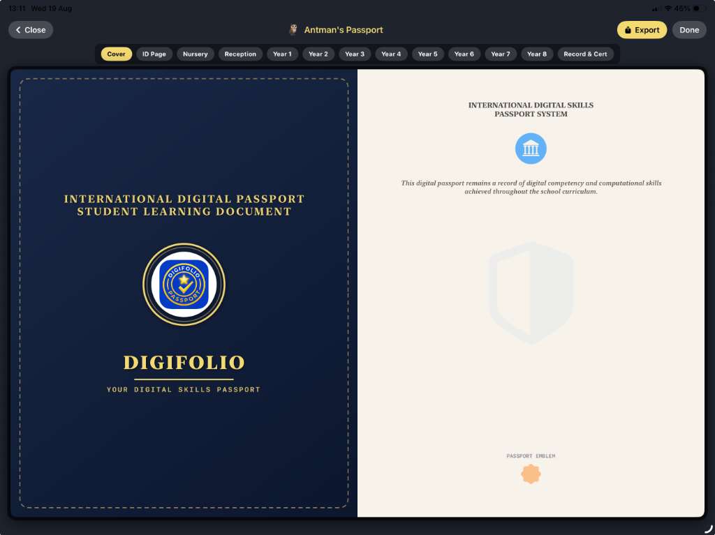 DigiFolio Digital Passport Cover